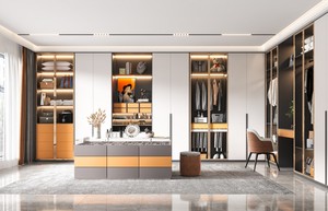 <span class=keywords><strong>Armadio</strong></span> Walk-In Contemporaneo <span class=keywords><strong>Arancione</strong></span> Resistente all'Umidità con Ante in MDF, Soluzione Indipendente per Cabina <span class=keywords><strong>Armadio</strong></span> da Camera da Letto in Villa - Product Image 3