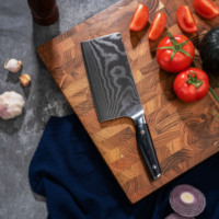 Peralatan Masak Promo Panas 6Pcs Pisau Santoku Baja Damaskus Gagang G10, Pisau Serbaguna, Pisau Pengiris Tulang, Pisau Ambidextrous, Set Pisau Bilah Poles