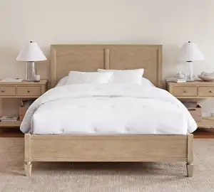 새로운 인기 침대 프레임 농가 왕과 퀸 사이즈 나무 솔리드 침대 빌라 스타일 침대