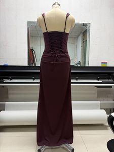 Abito lungo plissettato <span class=keywords><strong>King</strong></span> Mcgreen Star Corset Sling da donna, marrone, sexy, senza maniche, con spalle scoperte, vita alta, abito da sera elegante. - Product Image 6