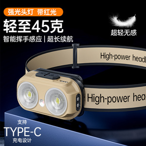 Lampe frontale T-21 1200mAh rechargeable à LED, lampe de travail portable haute puissance pour usage extérieur - Product Image 2