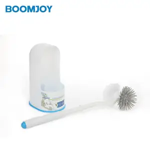 Double Sides Toilet Bowl Brush Set Plastic Toilet Brush With Holder Set White Toilet Silicon Brush White And Blue