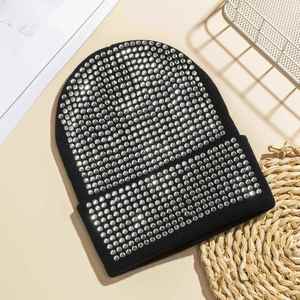 2024 Autumn Winter Hot Selling Fashion Women Men Bling Bling Diamond Acrylic Knitted Beanie <b>Hat</b> - Product Image 6