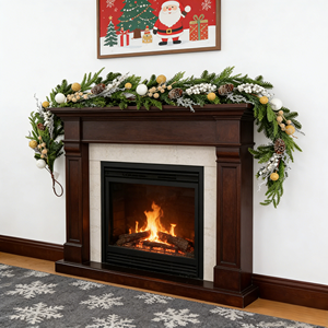 Guirlande de Noël Artificielle Classique, Durable et Réutilisable, en Pin Vert Éternel avec <span class=keywords><strong>Baies</strong></span> Blanches, Accents Dorés et Cônes de Pin pour Cheminée - Product Image 4
