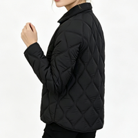 Veste matelassée en diamant pour femme, col rabattu, boutonnée, idéale pour le travail, manteau d'hiver, vente en gros