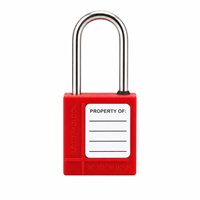 Mini cadenas de sécurité LOTO, corps en nylon, cylindre en laiton, anse longue en acier inoxydable, avec étiquette de danger, clés différentes