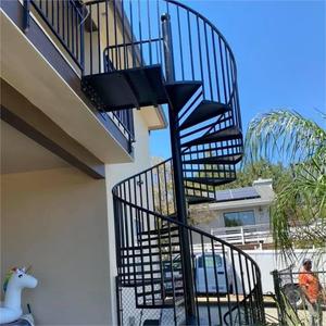 <span class=keywords><strong>Escalier</strong></span> en colimaçon extérieur de luxe en acier galvanisé à chaud bande de roulement antidérapante conception de charge forte pour le paysage de villa moderne - Product Image 2