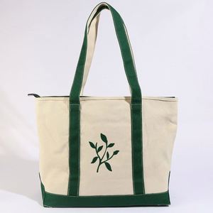 Bolsa de Mano Grande de Lona de Algodón Reciclable de Lujo para Mujer, con Asas de Cuerda, Cierre de Cremallera, Logotipo Personalizado, para Estilo de Vida Activo, Bolsa de Gimnasio - Product Image 2