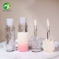 Nouveau design, tubes de brillant à lèvres vides mini transparents de haute qualité avec bouchon à vis, flacon de brillant à lèvres personnalisé à tête sphérique