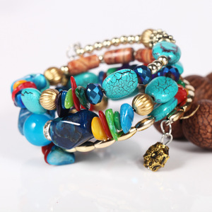 Turquoise <b>Beaded</b> <b>Bracelet</b> Women's Bohemia Style Multi Layer Everyday Wear HY-2749-1 - Product Image 2