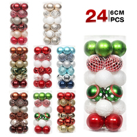 Juego de Adornos Navideños Surtidos, Bolas de Plástico Irrompibles con Malla y Relieve para Decoración de Árboles de Navidad, 6 cm
