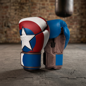 Gants de boxe Captain America en cuir, à doigts entiers, fermeture Velcro, pour adultes, équipement d'entraînement - Product Image 1