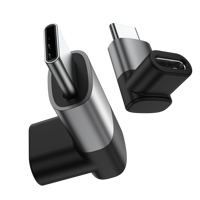 Adaptateur USB4.0 OTG USB C mâle vers USB C femelle à 90 degrés avec charge rapide PD 100W pour ordinateurs portables, téléphones, consoles de jeux
