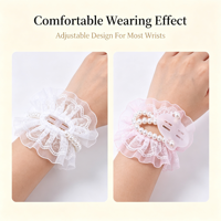 Base de corsage de poignet en dentelle perlée, support transparent pour fleurs, pour bricolage, mariages, bals de promo, artisanat floral, accessoire fait main