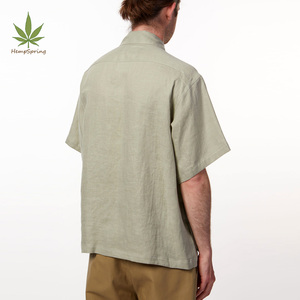 Mens Workshirts 100% Botão De Cânhamo Camisa Casual Camisola de Cânhamo Puro Camisa Dos Homens de Manga Curta Multi-bolso Camisa De Fadiga - Product Image 3