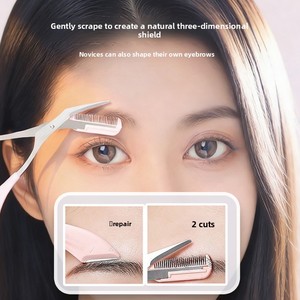 Ensemble de ciseaux et peigne à sourcils incurvés en acier inoxydable <span class=keywords><strong>WUFU</strong></span> avec manche en plastique - Fabricant du Jiangsu - Product Image 3