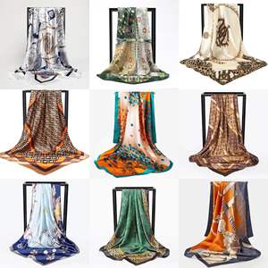 Foulard en soie 90*90cm, foulard pour femme, accessoires de mode pour cheveux, foulard hijab, bandana, foulard pour femme, quatre saisons - Product Image 1