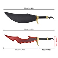 Épée jouet en plastique rouge brillant de 62 cm, inspirée de l'anime Solo Leveling, lame de bambou Sung Jin Woo, poignard de chevalier tueur, avec fourreau en cuir PU