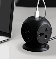 Logo personnalisé Extension universelle Multiprise Rubik's Cube Adaptateur Ignifuge 4 Prises CA 3M Câble USB US EU UK Prise de courant