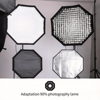 VISICO Soft Box Oktagonal Lipat 90cm dengan Grid untuk Pencahayaan Fotografi & Video, Kompatibel dengan Speedlite, Bahan Plastik & Nilon