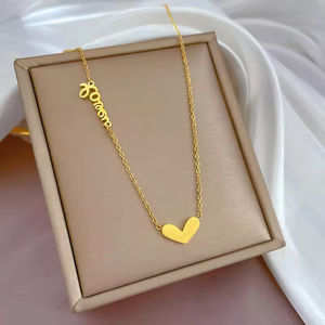 สร้อยคอชุบทอง18K สำหรับผู้หญิงจี้รูปดาวพระจันทร์รูปหัวใจดาวพระจันทร์ทำจากสเตนเลสสตีล - Product Image 5