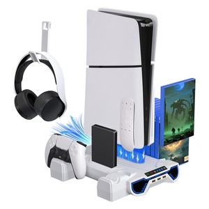 Base de Refrigeración para <span class=keywords><strong>PS5</strong></span> Pro/Slim con Luz RGB, Soporte para Auriculares y Almacenamiento para Disco Duro Externo - Product Image 1