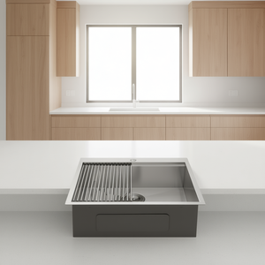 Fregadero de Cocina de Acero Inoxidable de Calibre 18, de Una Sola Pieza, 25x22 Pulgadas, Rectangular, Superficie Cepillada - Product Image 2