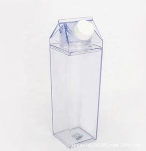 Wholesale Portable Reusable 17 oz 34 Plastic Square <b>Water</b> Bottle Milk Carton for Picnic - Product Image 5