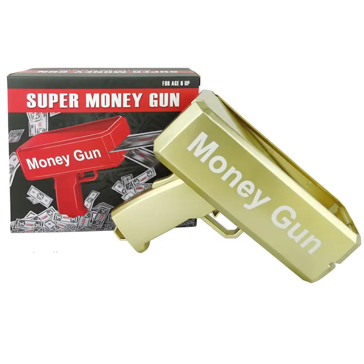 Offre Spéciale intéressant argent pistolet pistolet à argent pistolet jouet modèle jouet avec 100 pièces papier-monnaie