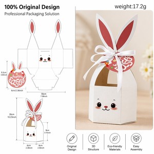 Custom Rabbit Paper Gift <b>Box</b> Easter Candy Packaging <b>Box</b> with Ribbon for Chocolate Cookies <b>Party</b> Favors - Product Image 5