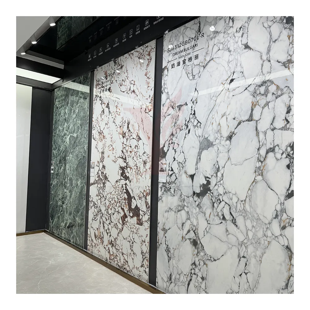 Laje grande para piso de porcelana, azulejos de mármore branco para parede, laje grande para piso, formato de pedra sinterizada, 1600x3200