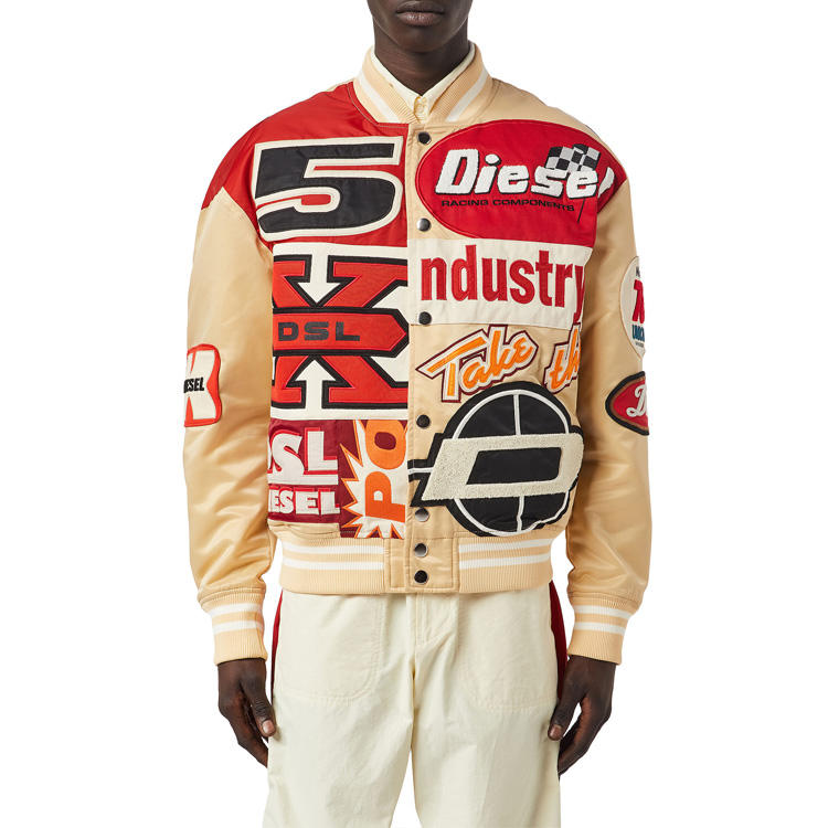 Benutzer definierte Logo Satin Bomber Jacken Stickerei Patch Varsity Racing Jacke