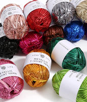 Soft Colorful Metallic Polyester Cloth Yarn for Crochet, Hand-Woven T-Shirt Yarn for DIY Punk Style Bags