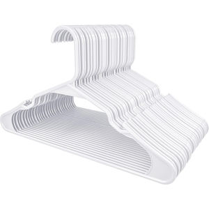 Cintres pour vêtements à domicile, lot de 50 - Cintres en plastique blancs, gain de place - Cintres durables avec rainures pour les épaules - Product Image 4