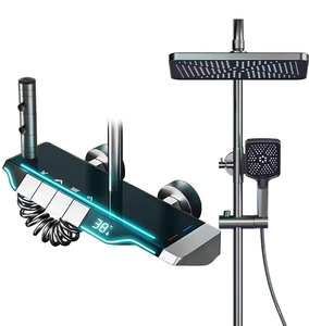 Ensemble de robinets de <span class=keywords><strong>douche</strong></span> doux avec affichage numérique de la température, à touches de piano argentées, à diodes électroluminescentes multifonctionnelles intelligentes - Product Image 1