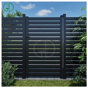 Panneaux de clôture horizontaux <span class=keywords><strong>en</strong></span> aluminium résistants au vent, prix de gros GD, commande <span class=keywords><strong>en</strong></span> gros, <span class=keywords><strong>4x6</strong></span>, 4x8, noirs, pour extérieur, jardin, villa, avec éclairage de poteau - Product Image 5