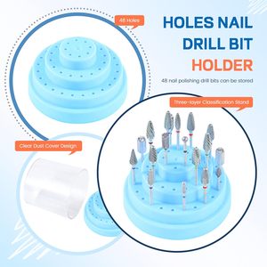 Caja de bandeja de remojo de <span class=keywords><strong>uñas</strong></span> de estilo francés <span class=keywords><strong>azul</strong></span>, herramientas de manicura de plástico con tijeras, pinzas, organizador de brocas, para limpiar arte de <span class=keywords><strong>uñas</strong></span> - Product Image 3