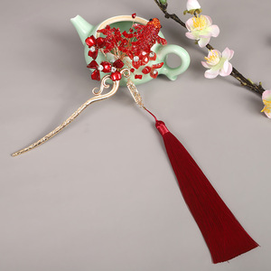 Accessoires traditionnels chinois Hanfu, ornements pour cheveux, attaches à cheveux à pompons, anneaux pour cheveux, épingles à cheveux à pression, épingles à cheveux éthérées - Product Image 4