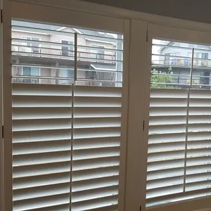 Bay way shutters PVC white color blade Shutters For Windows And Doors Plantation Shutters