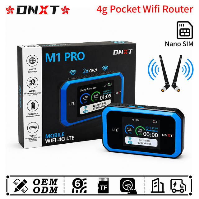 DNXT 4g router with sim card CRC9 antenna internet mobile wifi 3000mAh wi-fi pocket 2.4 inch LCD 4g router usb for Travel use