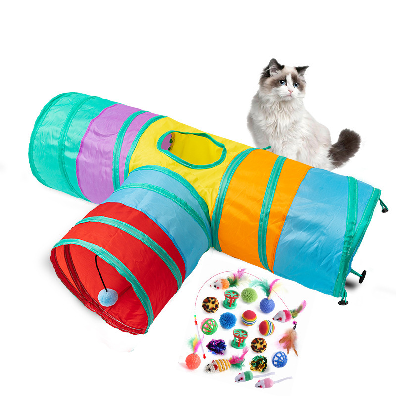Seven-Colored Rainbow Cat Tunnel Toy Set