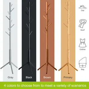 Регулируемая вешалка для пальто, прочная деревянная вешалка для одежды, вешалка для деревьев, с 4/8 крючками для входа