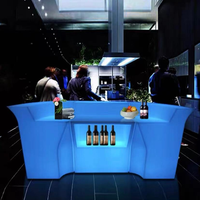 Meuble de bar portable avec éclairage RGB, comptoir de bar avec lumière LED, intérieur/extérieur, luxe, plastique blanc, bar à cocktails