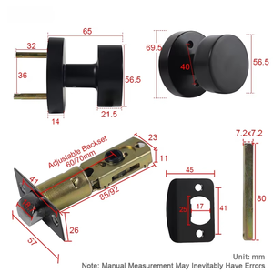 American 3-Bar Keyless Privacy <strong>Door</strong> <strong>Knob</strong>, Round Zinc Alloy Bathroom Passage Lock for Interior Toilet and Washroom <strong>Doors</strong> - Product Image 5