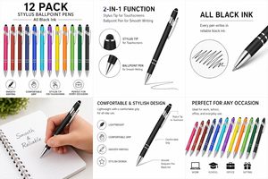 Bolígrafo de Metal con Logotipo Personalizado, 1.0 mm, Resistente al Agua, Escritura en Plástico Negro, Regalo Publicitario Empresarial, Logotipo Neutro para Estampado - Product Image 6