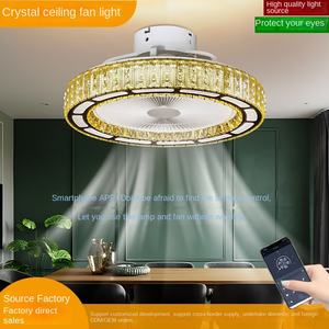Lustre de plafond en cristal LED moderne nordique Ultra-mince 5 verre de luxe avec télécommande moteur DC/AC pour salon et chambre - Product Image 2