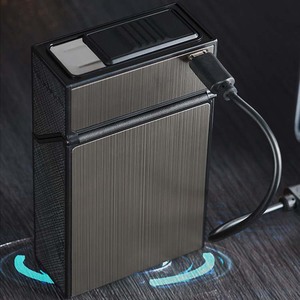 Étui à cigarettes en métal de luxe avec briquet USB intégré, design original, boîte en étain étanche, logo <span class=keywords><strong>personnalisable</strong></span>, vente en gros - Product Image 3