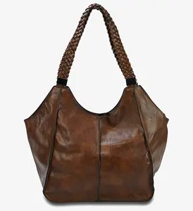 Bolso de mano Retro con correa para el hombro de tejido ancho para mujer, bolso de mano de gran capacidad para mujer, decoración de Metal