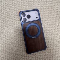 Coque de téléphone magnétique en métal et bois de noyer pour iPhone 18 Pro Max avec support rotatif, design de luxe pour iPhone 17, S26, S25 Ultra