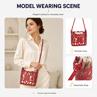 Sac fourre-tout pour femme en cuir découpé au laser, sac à main à cordon, pochette en toile, bandoulière réglable, 4 couleurs, vente en gros, personnalisation OEM, usine